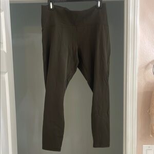 Lululemon Olive Green High-Waisted Leggings w/ mesh on sides